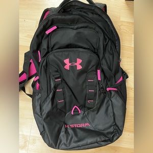 Black and Pink Storm Under Armor Backpack